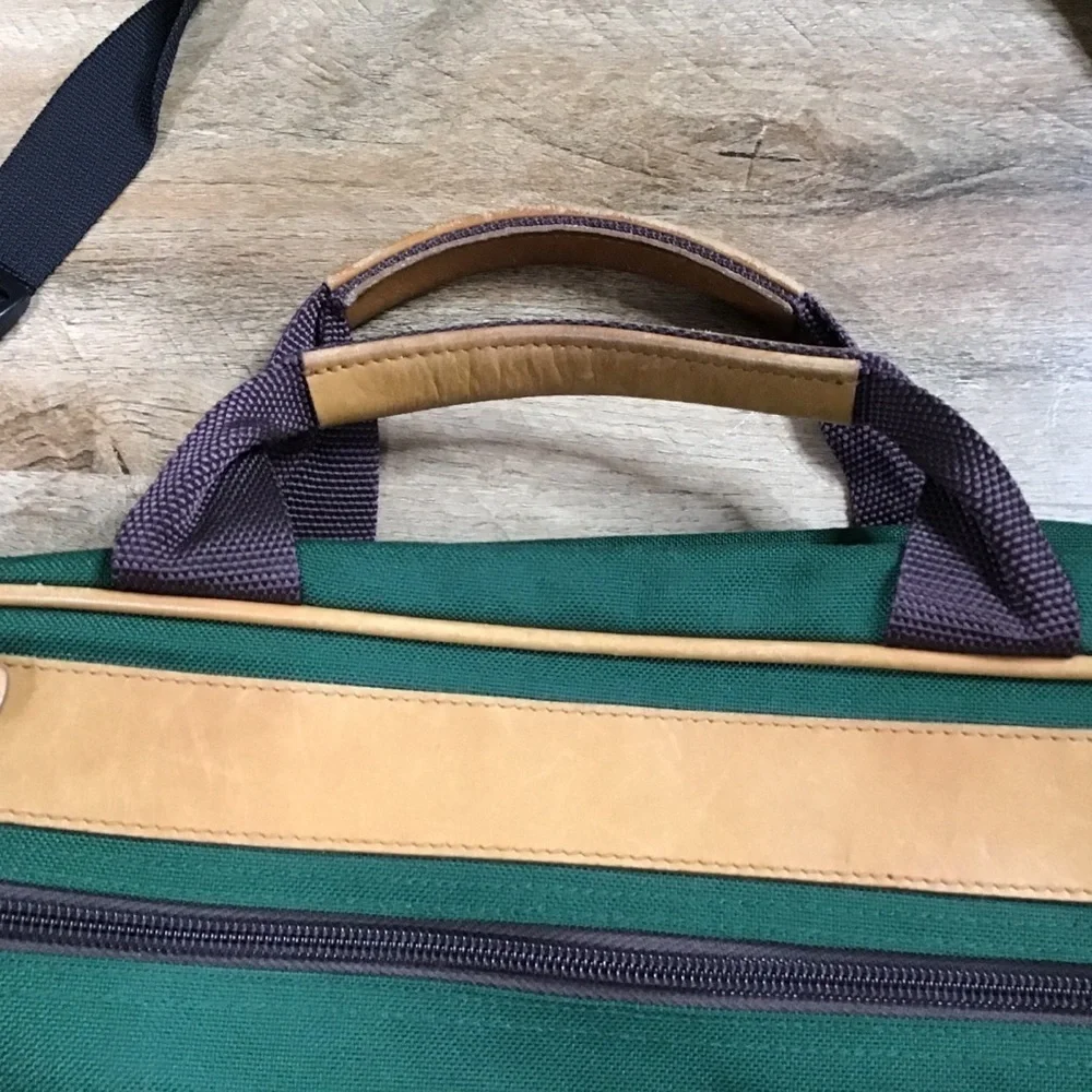 VINTAGE LL BEAN Messenger Lap Top Bag Shoulder Leather and Canvas Green …